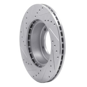 Land Rover Range Rover Brake Rotor (1) - Front Right - R1 Concepts - Drilled & Slotted - Silver - `90-`16